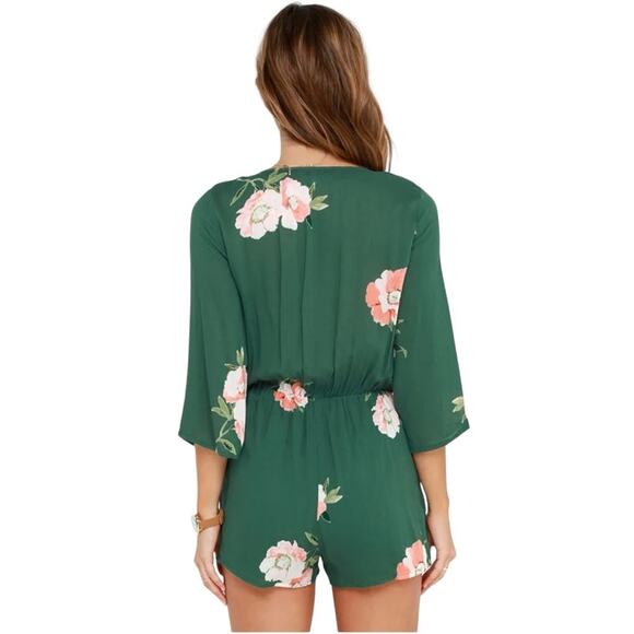 O'Neill Indica Floral Short Romper Green Size Medium - Picture 8 of 10